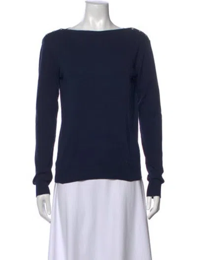 Pre-owned Agnès B. Bateau Neckline Sweater In Blue