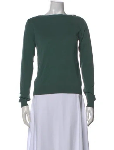 Pre-owned Agnès B. Bateau Neckline Sweater In Green
