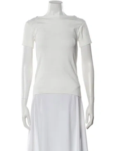 Pre-owned Agnès B. Bateau Neckline Sweater In White
