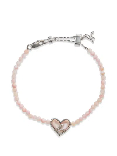 Agnès B. 珠饰心形吊饰手链 In Silver