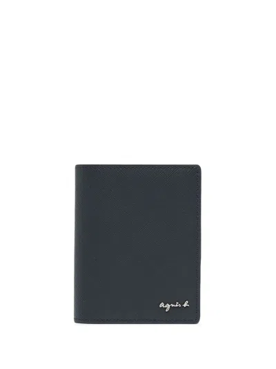 Agnès B. Bi-fold Leather Cardholder In Blue