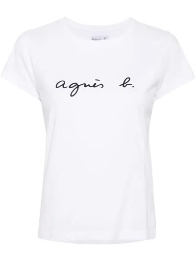 Agnès B. Brando Logo-print Cotton T-shirt In White