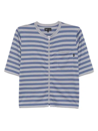 Agnès B. Brando Zip T-shirt In Blue
