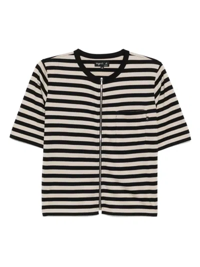 Agnès B. Brando Zipped T-shirt In Neutrals