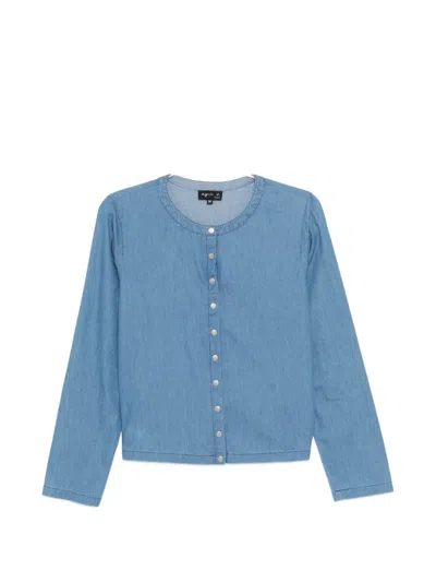 Agnès B. Button Denim Shirt In Blue