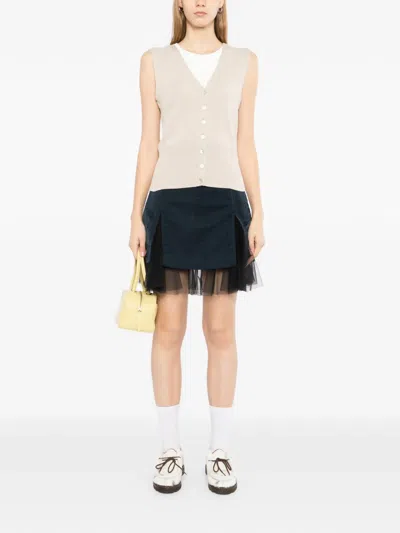 Agnès B. Button Ribbed Knitted Top In Neutral