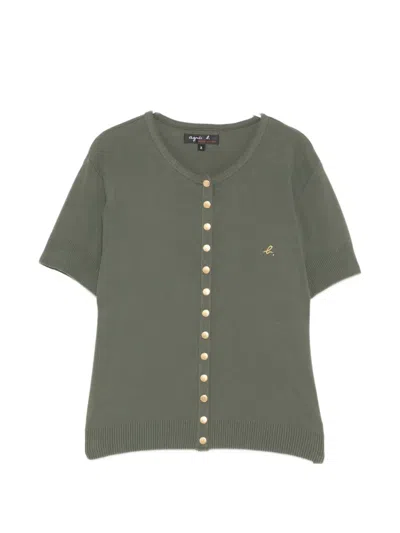 Agnès B. Button-down Short-sleeve Cardigan In Green
