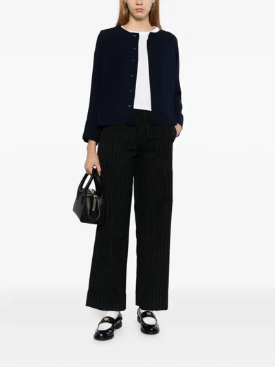 Agnès B. Button-up Round-neck Top In Blue