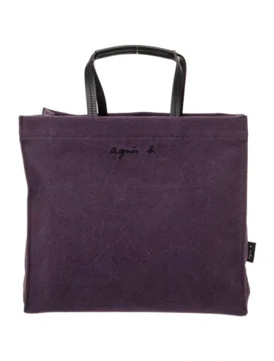 Pre-owned Agnès B. Canvas Top Handle Bag In Purple
