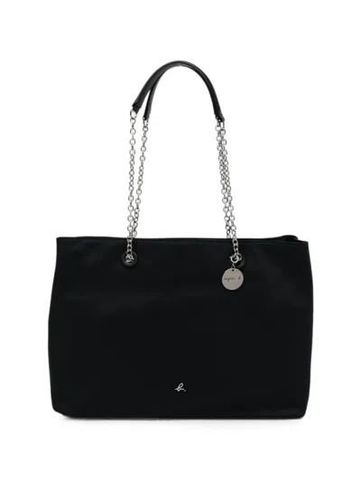 Agnès B. Chain-link Logo-plaque Tote Bag In Black