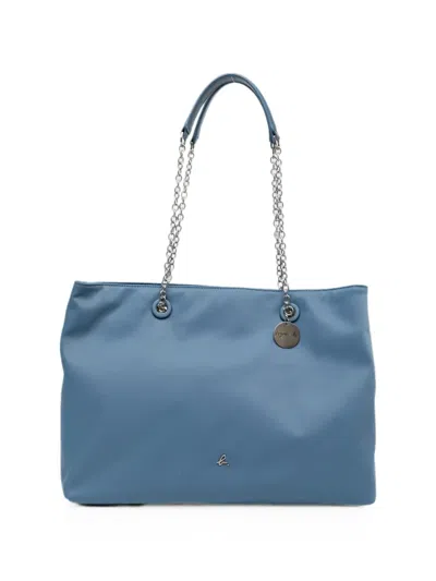 Agnès B. Chain-link Logo-plaque Tote Bag In Blue