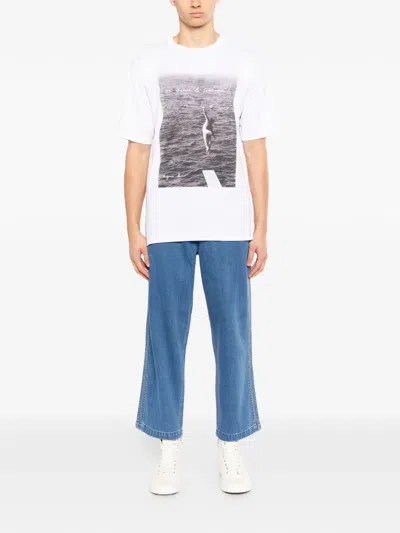 Agnès B. Chris Digital Photoprint Cotton Jersey T-shirt In White