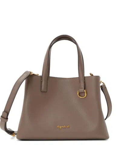 Agnès B. Christelle Top Handle Leather Tote Bag In Brown