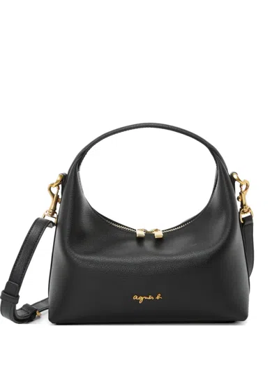 Agnès B. Christelle Zip Bovine Leather Tote Bag In Black