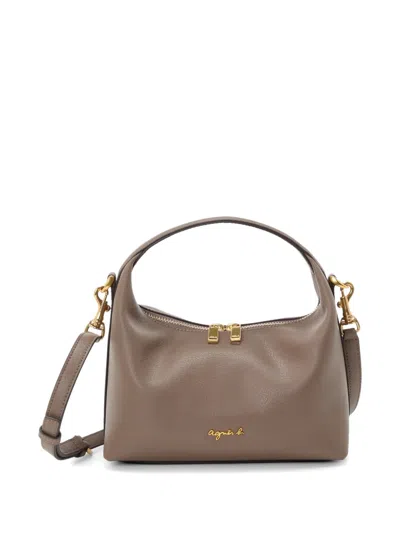 Agnès B. Christelle Zipped Leather Tote Bag In Brown