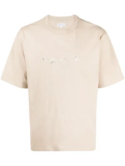Agnès B. Christof Logo-stamp T-shirt In Brown