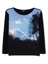 Agnès B. 'ciel Bleu' Print T-shirt In Black