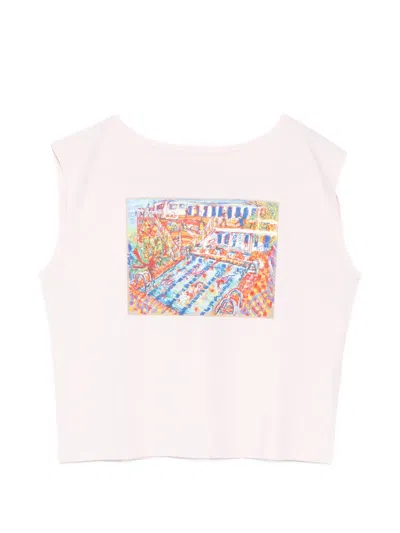 Agnès B. Colisée Artist Cotton T-shirt In Pink