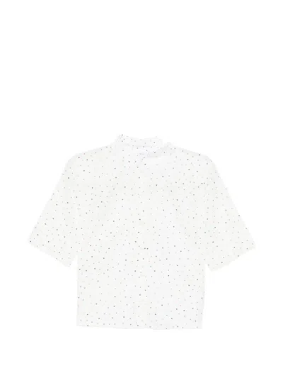 Agnès B. Collar Polka-dot Shirt In White