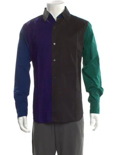 Pre-owned Agnès B. Colorblock Pattern Long Sleeve Shirt In Multi