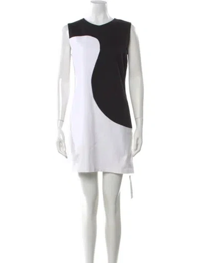 Pre-owned Agnès B. Colorblock Pattern Mini Dress In White
