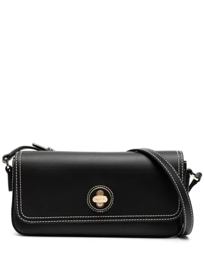 Agnès B. Contrast-stitching Leather Cross Body Bag In Black