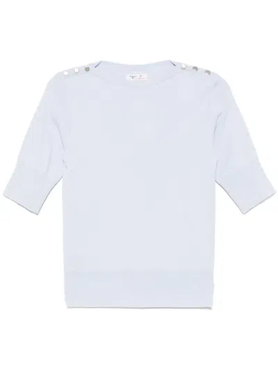 Agnès B. Cotton Knitted Top In Blue
