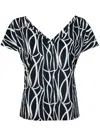 Agnès B. Cotton V Neck Top In Blue