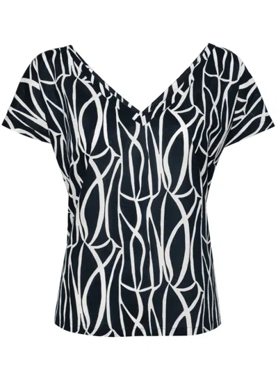 Agnès B. Cotton V Neck Top In Blue