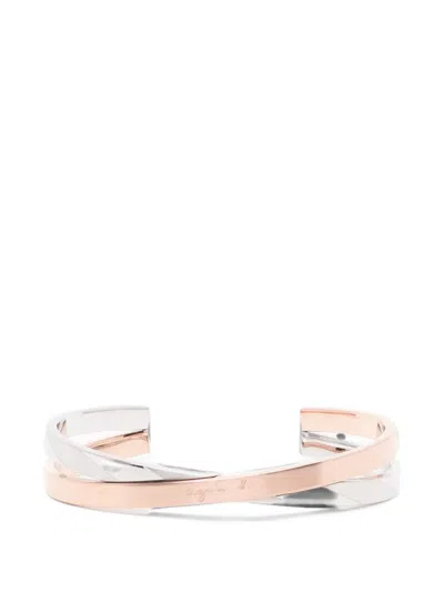 Agnès B. Couple Bangle Logo Bracelet In Metallic
