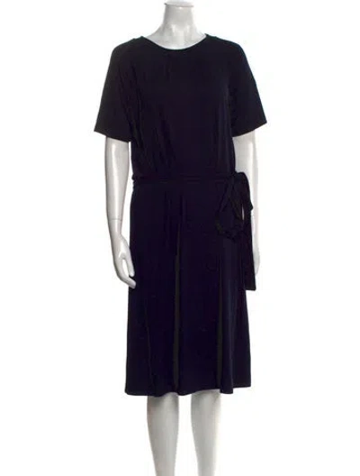 Pre-owned Agnès B. Crew Neck Midi Length Dress In Black