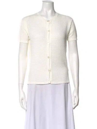 Pre-owned Agnès B. Crew Neck Sweater In White