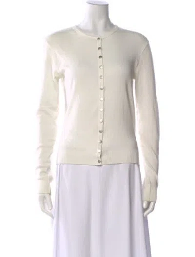 Pre-owned Agnès B. Crew Neck Sweater In White