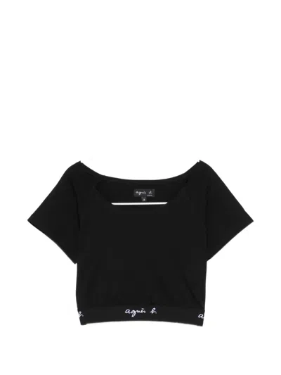 Agnès B. Cropped Short-sleeve T-shirt In Black