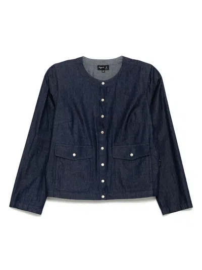 Agnès B. Denim Shirt Jacket In Blue