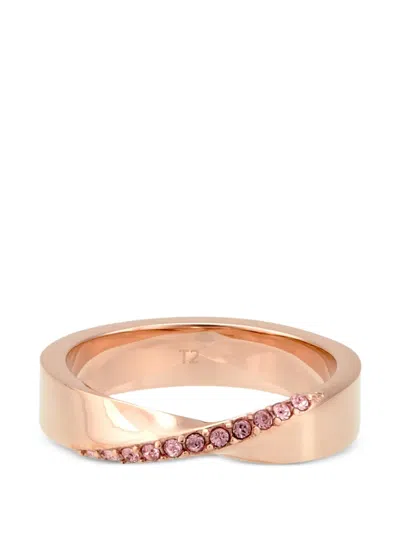 Agnès B. Embellished Stainless Steel Ring In Red