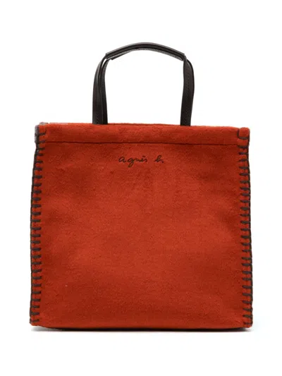 Agnès B. Embroidered Logo Bag In Orange