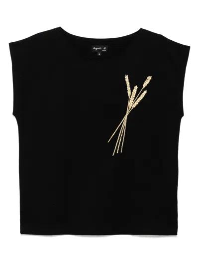 Agnès B. Embroidered Vest In Black