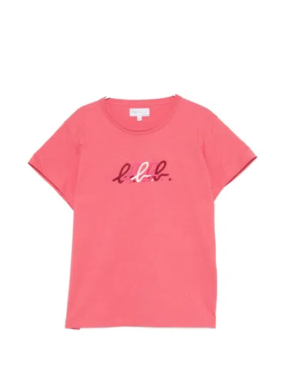 Agnès B. Embroidered-logo T-shirt In Pink