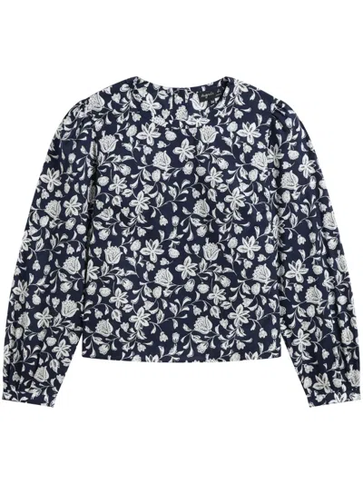 Agnès B. Floral-print Cotton Blouse In Blue