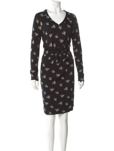 Pre-owned Agnès B. Floral Print Knee-length Dress In Black