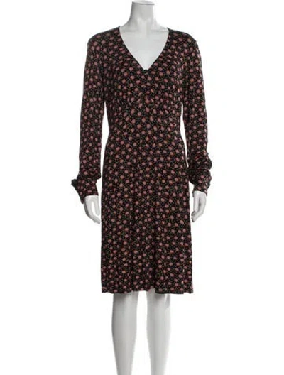 Pre-owned Agnès B. Floral Print Knee-length Dress In Black