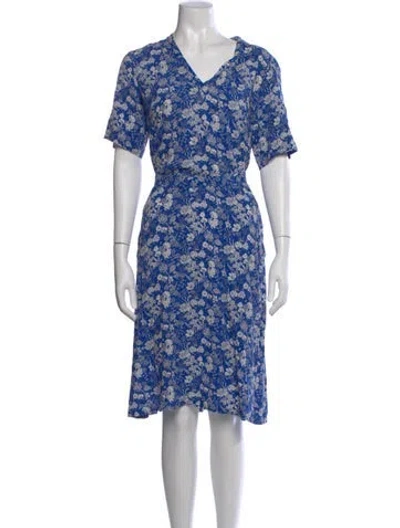 Pre-owned Agnès B. Floral Print Knee-length Dress In Blue
