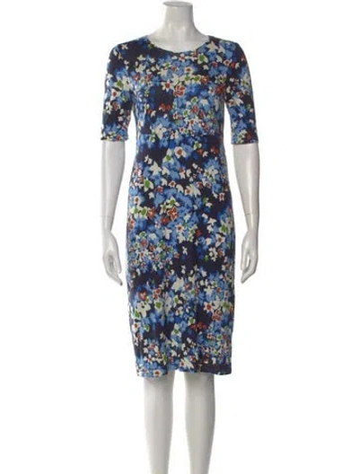 Pre-owned Agnès B. Floral Print Knee-length Dress In Blue