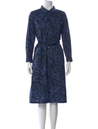 Pre-owned Agnès B. Floral Print Knee-length Dress In Blue