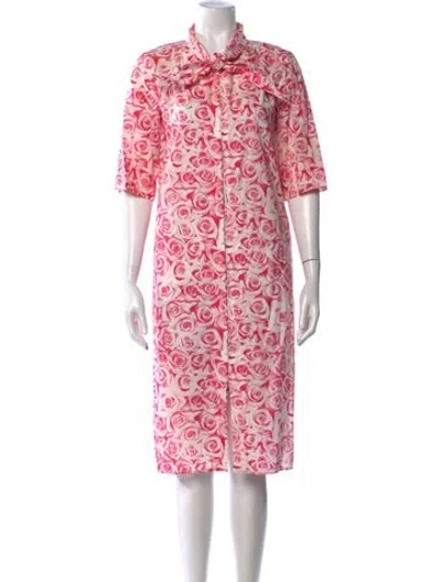 Pre-owned Agnès B. Floral Print Knee-length Dress In Pink