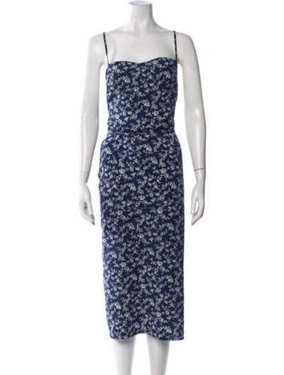 Pre-owned Agnès B. Floral Print Midi Length Dress In Blue