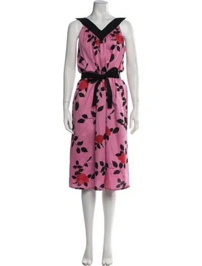 Pre-owned Agnès B. Floral Print Midi Length Dress In Pink