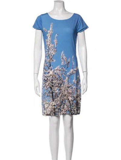 Pre-owned Agnès B. Floral Print Mini Dress In Blue