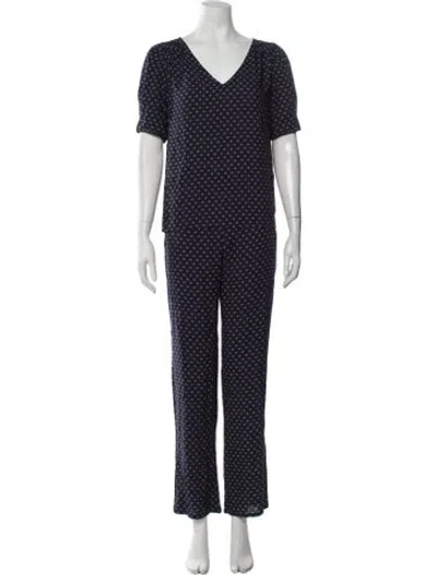 Pre-owned Agnès B. Floral Print Pant Set In Blue